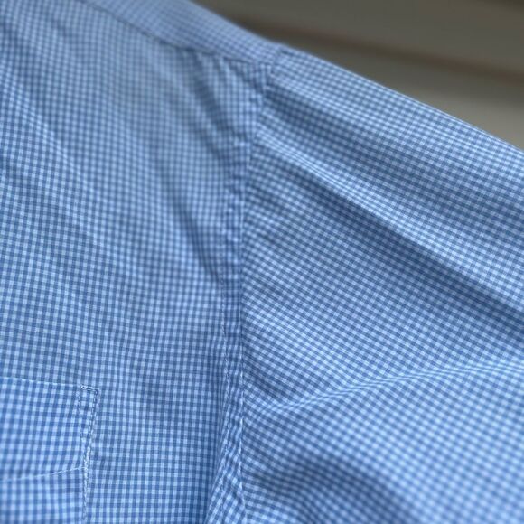 Van Heussen blue/white shirt-sleeved shirt, chest pocket, light & comfy, size L - Picture 5 of 7